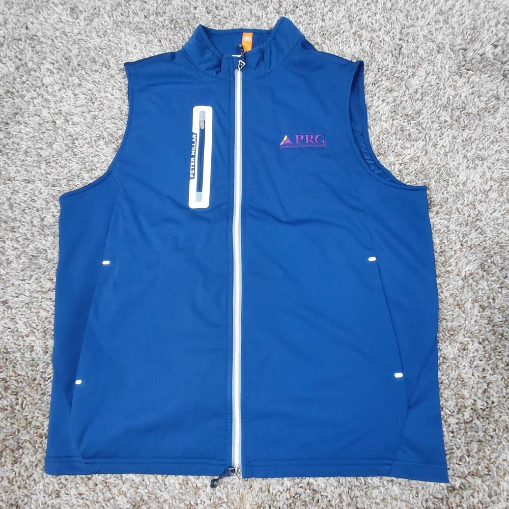 Peter Millar Hyperlight Fuse Vest Mens Medium Blue Golf Crown Sport Full Zip
